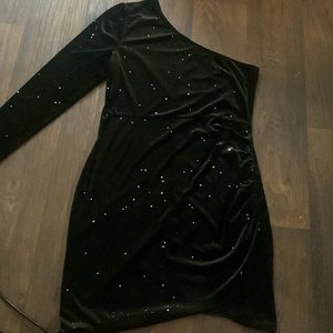 Black one shoulder party dress